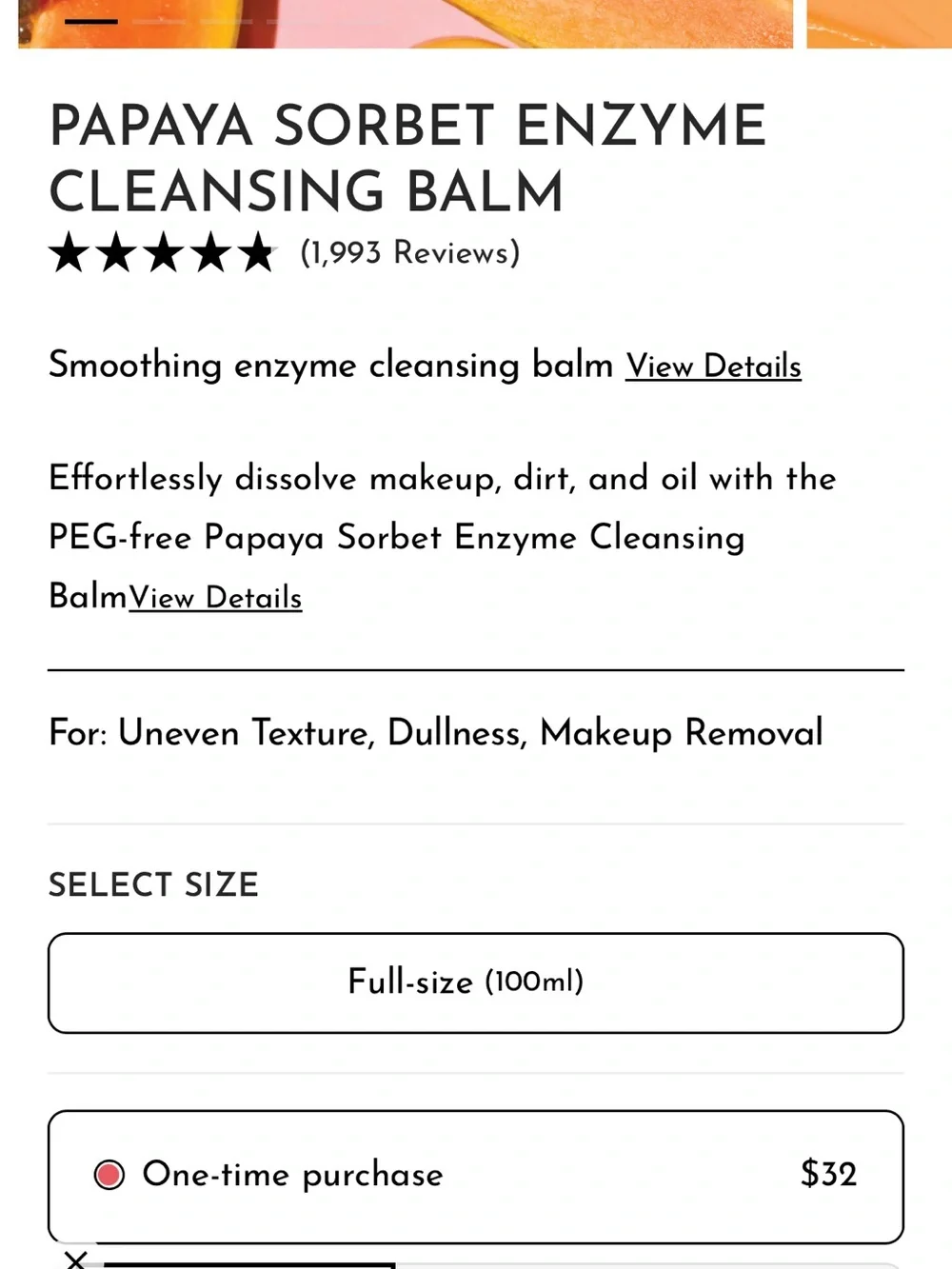 NEW Glow Recipe Papaya Sorbet Cleansing Balm - White & Orange (3.38 fl oz)